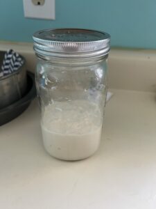 A 100% Hydration Starter On Day 1. The Lid Says Parsley. The Lid Is A Lie.